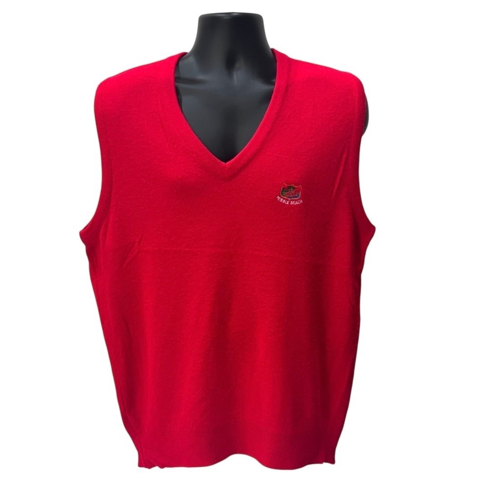 Vintage Pickering Pebble Beach Red Golf Sweater Vest XL‎ USA Orlon Acrylic